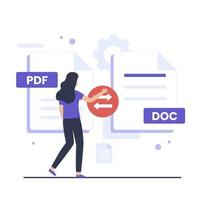 Pdf to doc convert illustration design concept vector