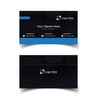 black and blue business card template simple and clean vector