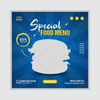 plantilla de banner de publicación de redes sociales de menú de comida especial vector