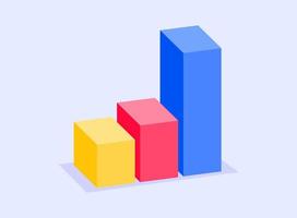 3D Isometric Graph with Color for Presentation and Business Report vector