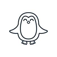 pingüino lindo dibujos animados feliz línea logo icono ilustración vector
