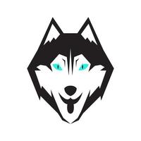 isolated face black siberian husky logo design vector graphic symbol icon sign illustration creative idea