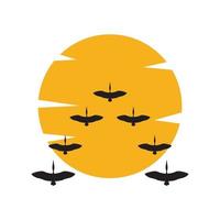sunset with bird stork colony logo symbol icon vector graphic design illustration idea creative