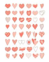 Set hearts hand drawn vector illustration