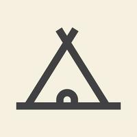 triangle wood camp line logo symbol icon vector graphic design illustration