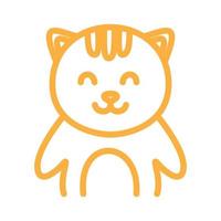 little cat or kitten or kitty or pet line happy cute cartoon logo vector illustration design