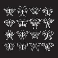 Set butterfly drawing illustration. vector