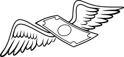 Sketch of Money Wings Flying Isolated vector