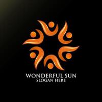 wonderful sun logo design vector