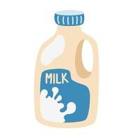 Bottle of milk. Dairy products. Lactose. Healthy food. Vector flat cartoon illustration isolated on the white background.