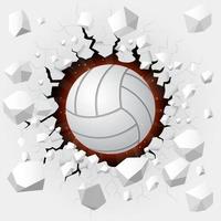 Volleyball and with wall damage. vector