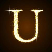 Alphabets U of gold glittering stars. Illustration vector