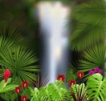 Beautiful  on the waterfall background vector