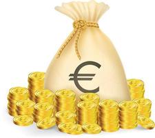 Moneybag with gold coins and euro sign