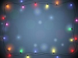 Christmas lights frame on dark background vector