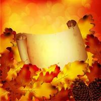 Autumn background with leaves and a paper vector