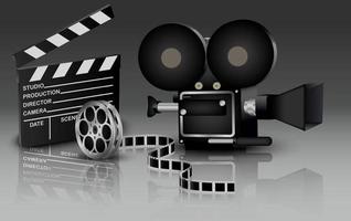 Illustration of camera with movie vector