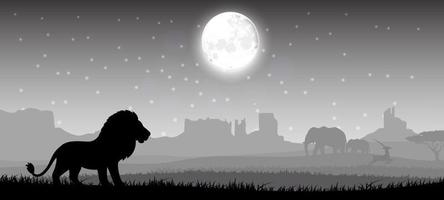 Lion in the night. Vector