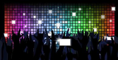 colorful crowd of party people silhouettes background. vector