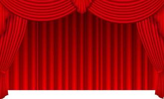 Red silk curtain with light from the searchlight vector