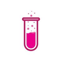 laboratorio de botella con ilustración de diseño de icono de vector de logotipo de color rosa