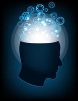 Head of the human mind, consciousness, imagination, science and creativity vector