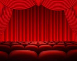 Cinema or theater scene with a curtain. Vector