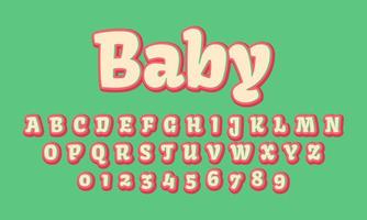 Editable text effect baby title style vector