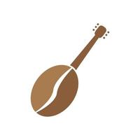 Coffee beans with guitar music logo design vector