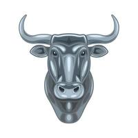 Iron Head of ox front view cartoon isolated white background vector