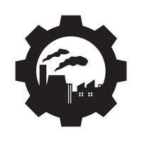 gear with factory and smoke logo design vector graphic symbol icon sign illustration creative idea