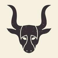 black face long horn cow vintage logo design vector graphic symbol icon sign illustration creative idea