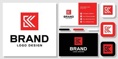 Initial Letter K Monogram Square Red Box Abstract Modern Logo Design with Business Card Template vector