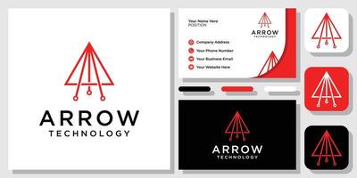 Triangle Arrow Technology Digital Up Forward Success Modern Logo Design with Business Card Template vector