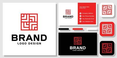 Square Arrow Box Red Abstract Geometric Success Growth Up Logo Design with Business Card Template vector