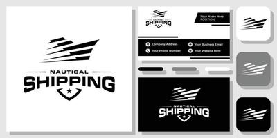 Ship Boat Nautical Marine Shipping Anchor Cargo Logistic Logo Design with Business Card Template vector