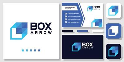 Box Arrow Square Forward Start Up Growth Success Modern Logo Design with Business Card Template vector