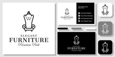 Chair Furniture Seat Sofa Divan Retail Classic Vintage Retro Logo Design with Business Card Template vector