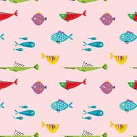 fish seamless pattern cartoon isolated on white background. vector
