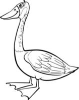 cartoon wild goose bird animal character coloring book page vector