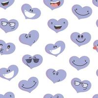 conjunto de emoticonos de corazón colorido. el corazón se enfrenta con varias emociones. corazones de colores diferentes. emoji caras emoticon sonrisa, expresión sonriente digital emoción sentimientos, amor, día de san valentín vector