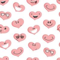 conjunto de emoticonos de corazón colorido. el corazón se enfrenta con varias emociones. corazones de colores diferentes. emoji caras emoticon sonrisa, expresión sonriente digital emoción sentimientos, amor, día de san valentín vector