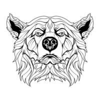 Print of line art bear vector