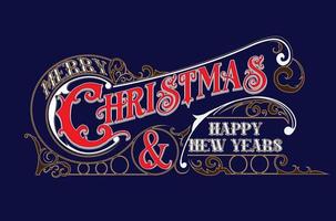 Print of lettering vintage merry christmas and happy new years. vektor holiday illustration vector
