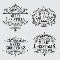 Print of Set of vintage christmas typography. Elements and illustration vector