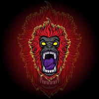 Print of the scary monkey head maskot cartoon vektor design vector