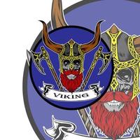 impresión de la ilustración de diseño vikingo del cráneo vector