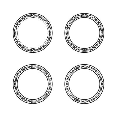Retro-style circle Chinese pattern frame vector illustration set