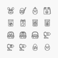 Bundle of easter flat line icons collection. simple  design vector