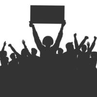 Crowd protest silhouette on white background. vector